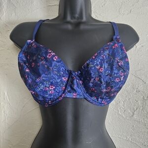 Secret Treasures Purple Pink Floral Lace Design Bra Size 42C